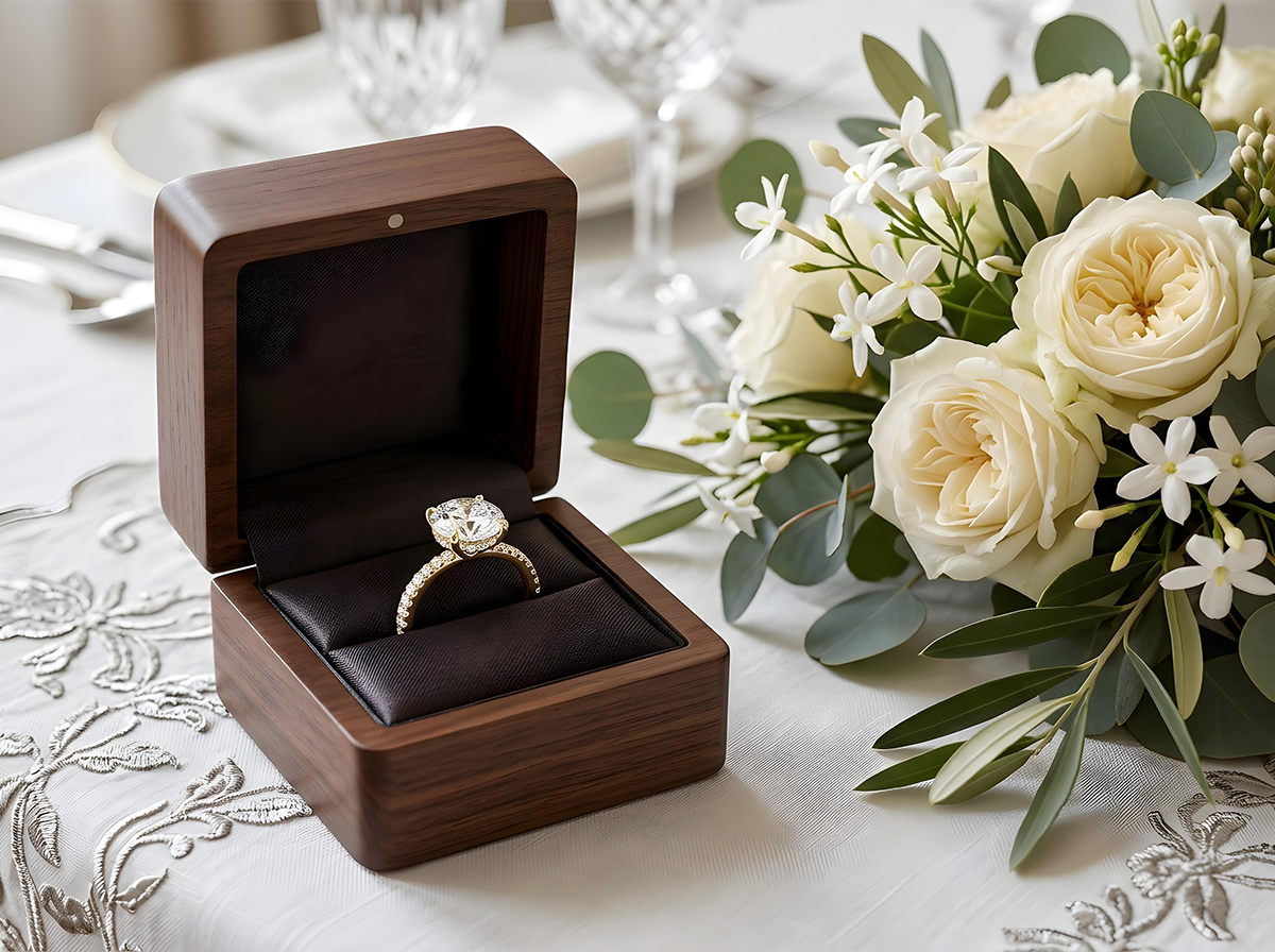 Diamond Ring in Velvet Box - Forever Together